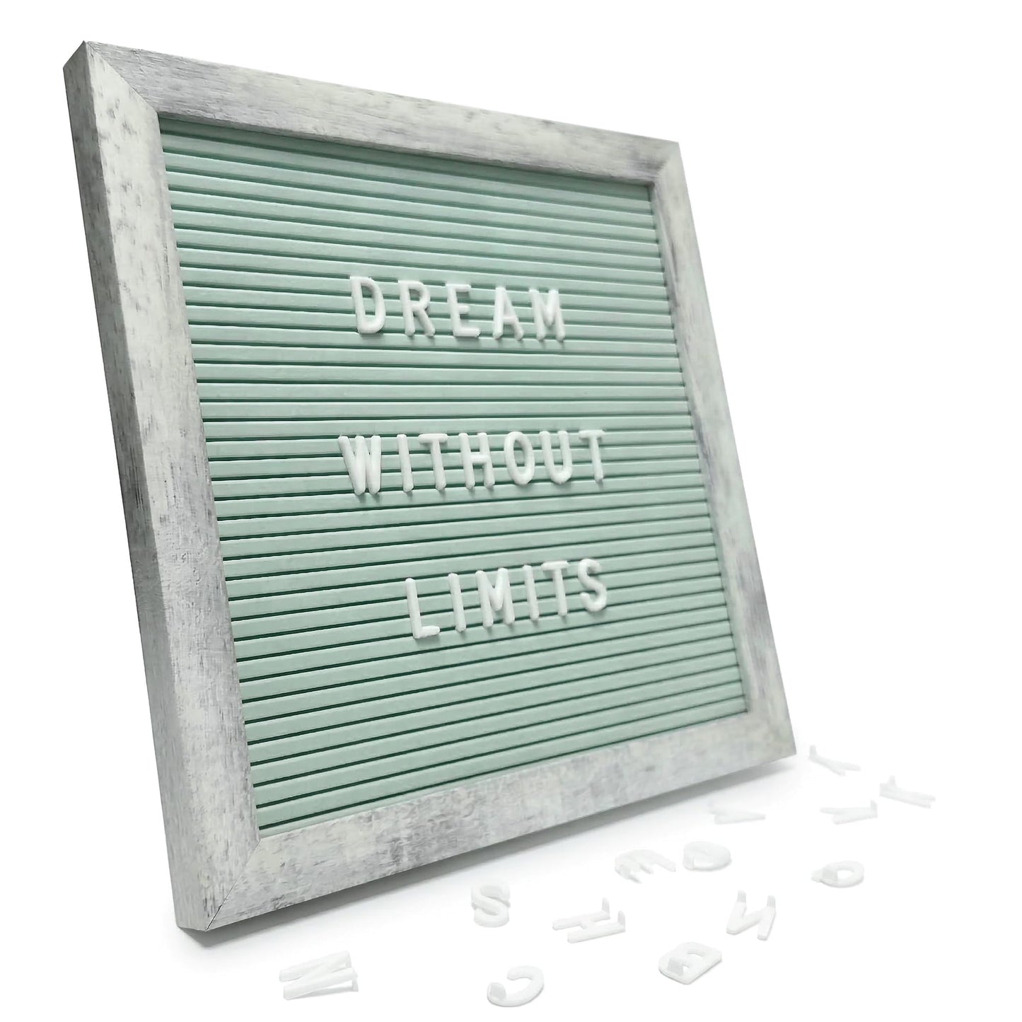 C CRYSTAL LEMON Rustic Turquoise Felt Letter Board 10x10 Inch, 336 Letters Numbers and Symbols, Changeable Wooden Message Board with Wall Mount and Display Stand