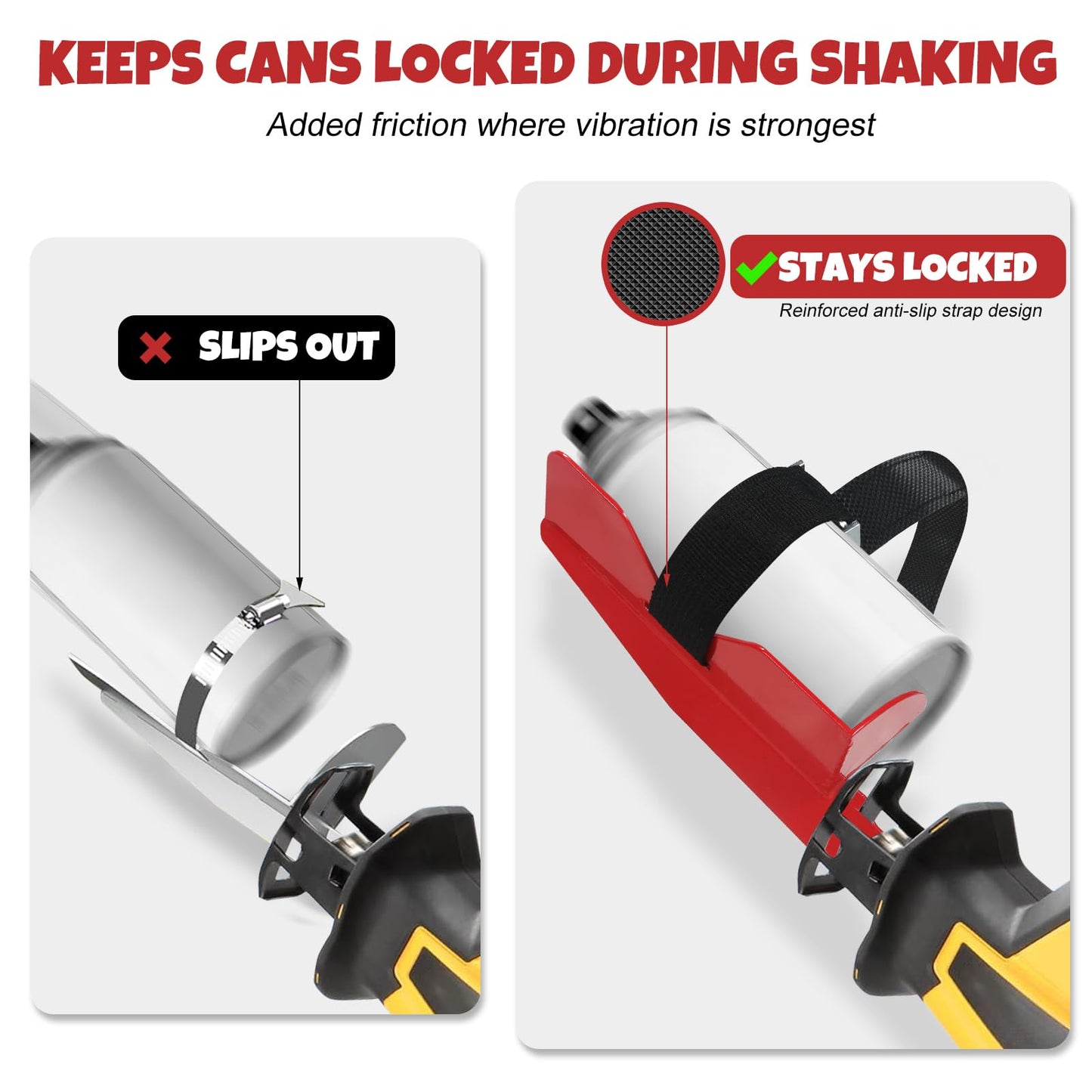 Nexigins Secure Spray Can Shaker Attachment Reciprocating Saw Holder Anti Slip Strap Stabilizer Mixing Tool