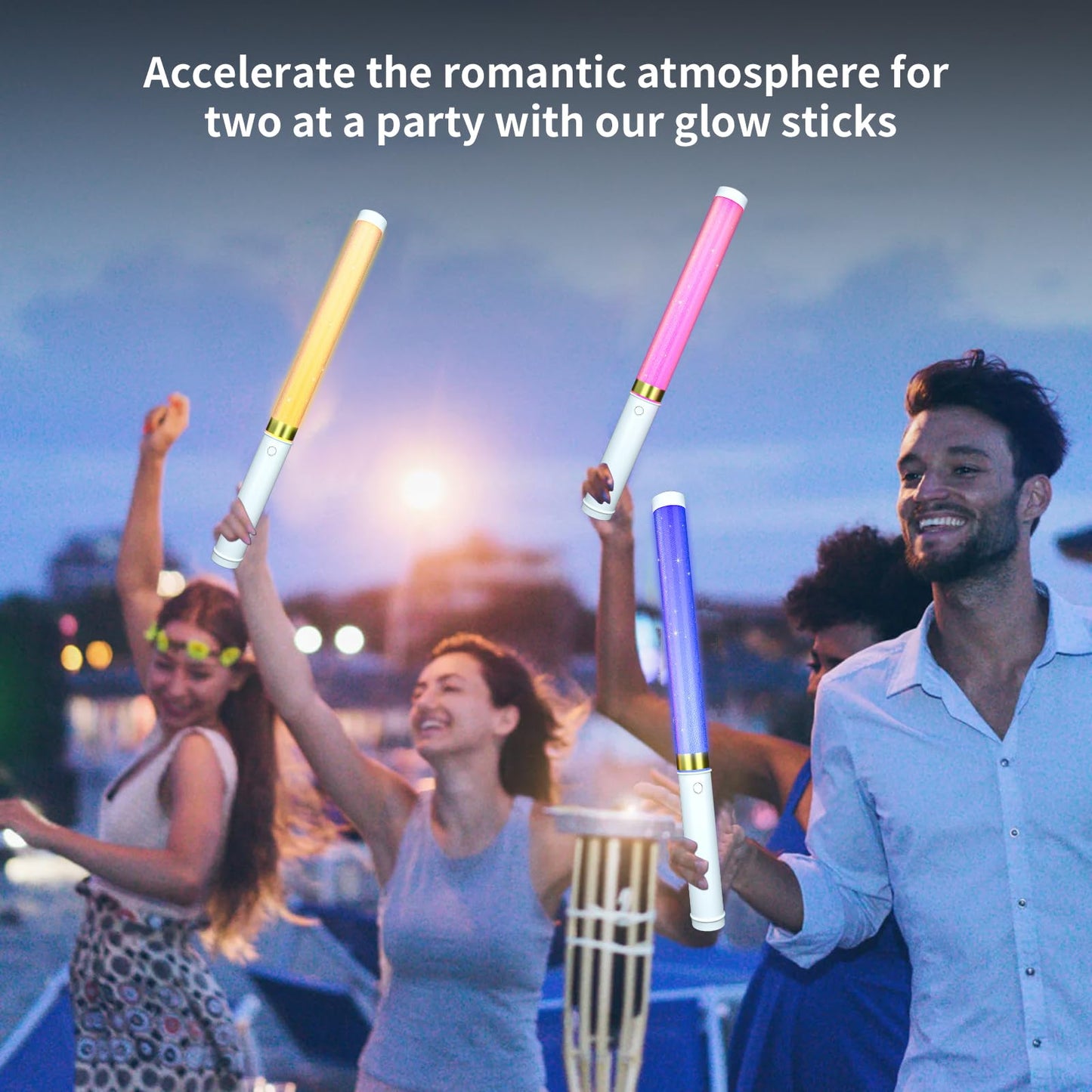 Bsgifts LED Glow Sticks 2 Pack, Reusable 15 Colors Light Stick Bulk, Glow Party Supplies for Wedding, Birthday, Raves, Concert, Camping, New Year, Halloween, Christmas (with AAA Battery)