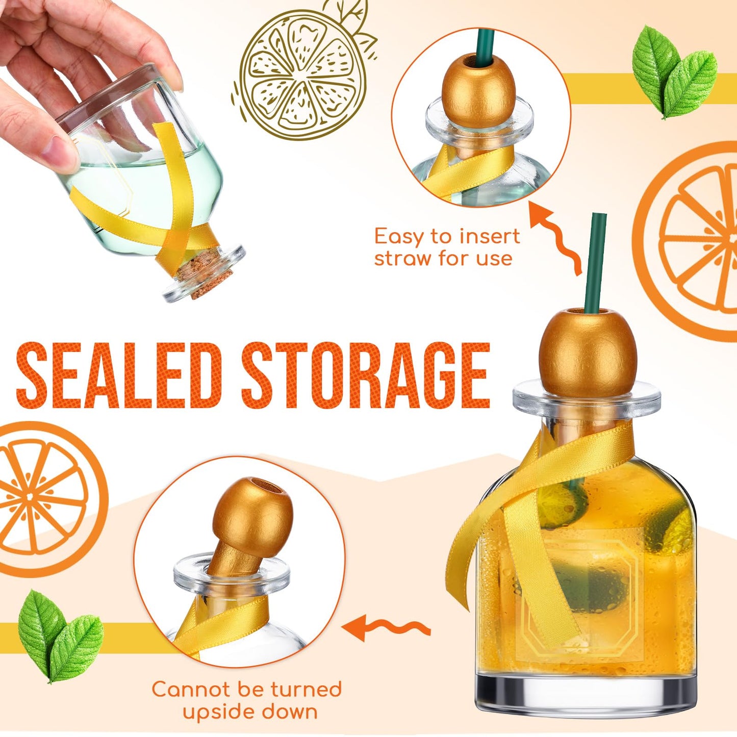 Hushee 12 Pcs Empty Liquor Bottles with Straw Mini Tequila Bottles for Drinks Reusable Shot Glass Cups with Green Ribbon for Wedding Party Favor Personalized Decoration(Gold,50 ml)