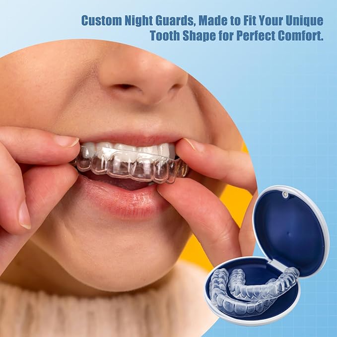 2 Custom Mouth Night Guard for Bruxism/Grinding/TMJ at Night, Bite Guard for Teeth Clenching Nighttime, for Adults & Kids (Upper & Lower Set 1.5mm)