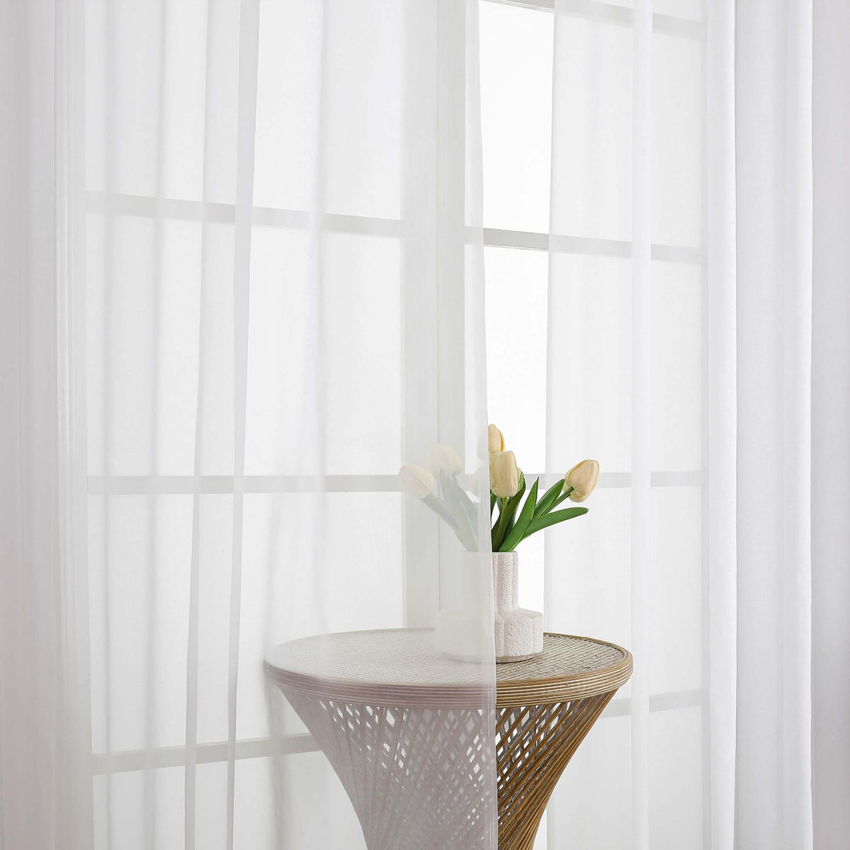 White Sheer Curtains 72 Inches Long 2 Panels for Living Room (2 Count)