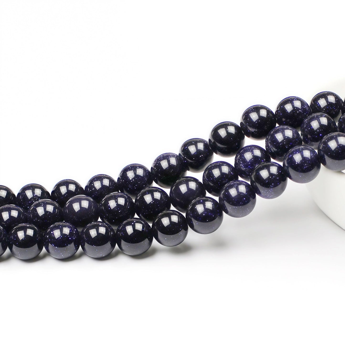 MJDCB Natural Stone Beads Blue Sand Stone Round Loose Beads for Jewelry Making DIY Bracelet Necklace (6mm)