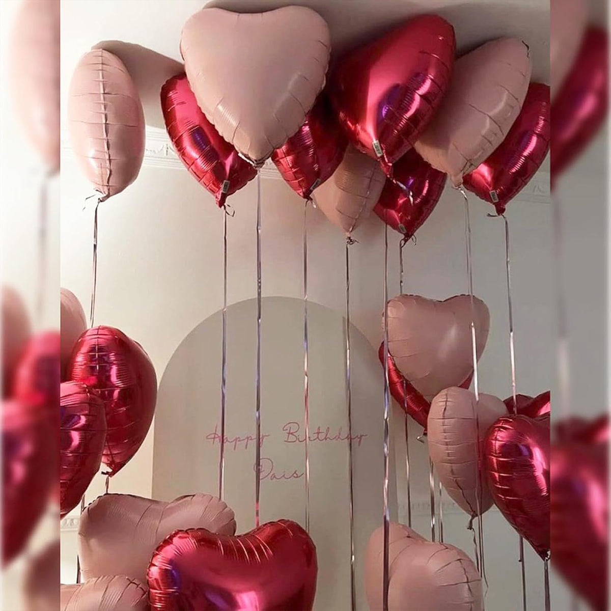 Baby Pink Heart Balloons, 18 Inch, 12Pcs Large Pearl Mylar, Pastel Helium Foil for Boho Girls Women Birthday Wedding Baby Shower Valentines