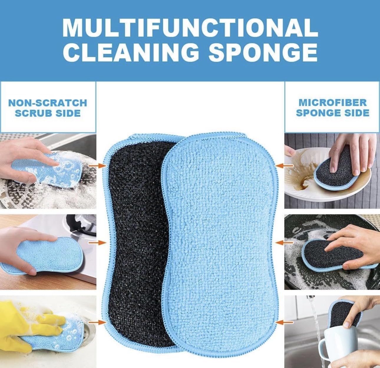 Bar_Keeper_Friend Soft Cleanser (26 oz) + 2 Dual-Sided Non-Scratch Scrubbing Sponge | Multipurpose Cleaning Kit for Kitchen, Cookware & Stainless Steel | ULTIMATE CLEANING KIT