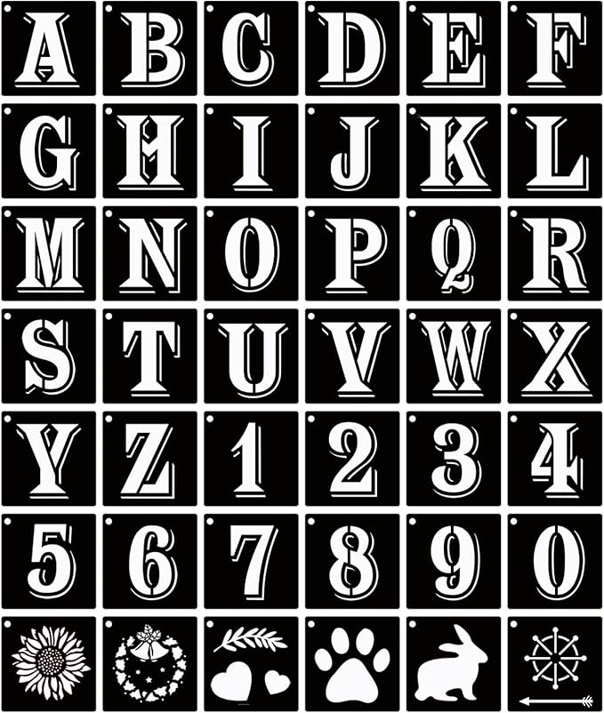 ASMPIO 10 Inch Letter Stencils Symbol Numbers Craft Stencils, 42 Pcs Reusable Plastic Alphabet Templates for Painting on Wood, Wall, Fabric, Rock, Glass, Signage, DIY Art Projects