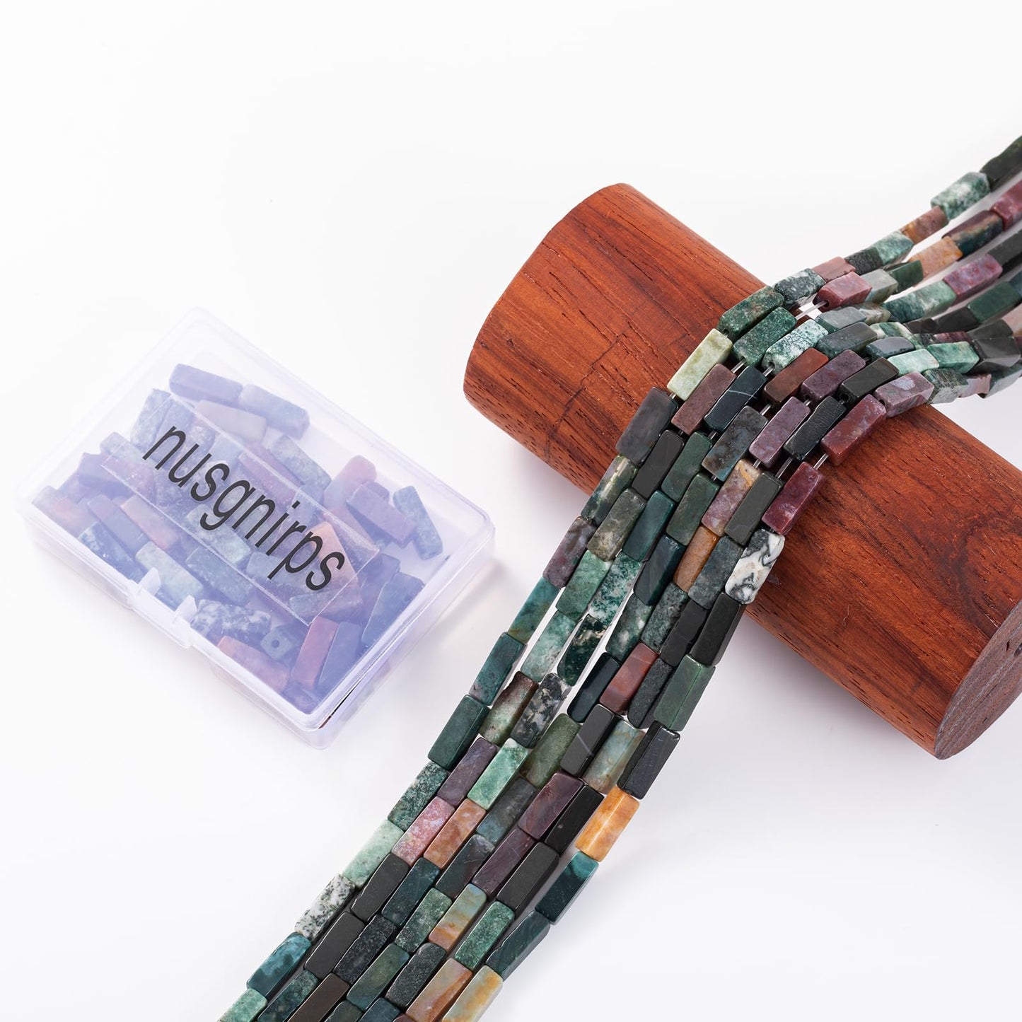 Natural Indian Agate Rectangle Tube Beads 4x13mm 38cm/str Loose Semi Gemstone Stone Beads for Making Bracelets Necklace Earrings