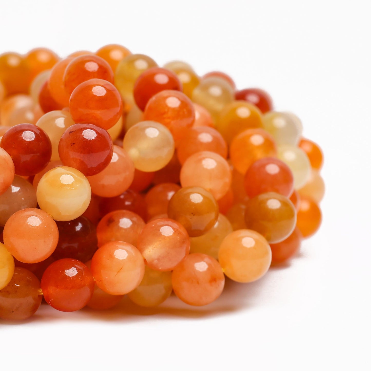 70PCS Natural 8MM Healing Gemstone, Golden Silk Jade Energy Stone Round Loose Beads, Semi-Precious Crystal Beads with Free Elastic String for Jewelry Making DIY