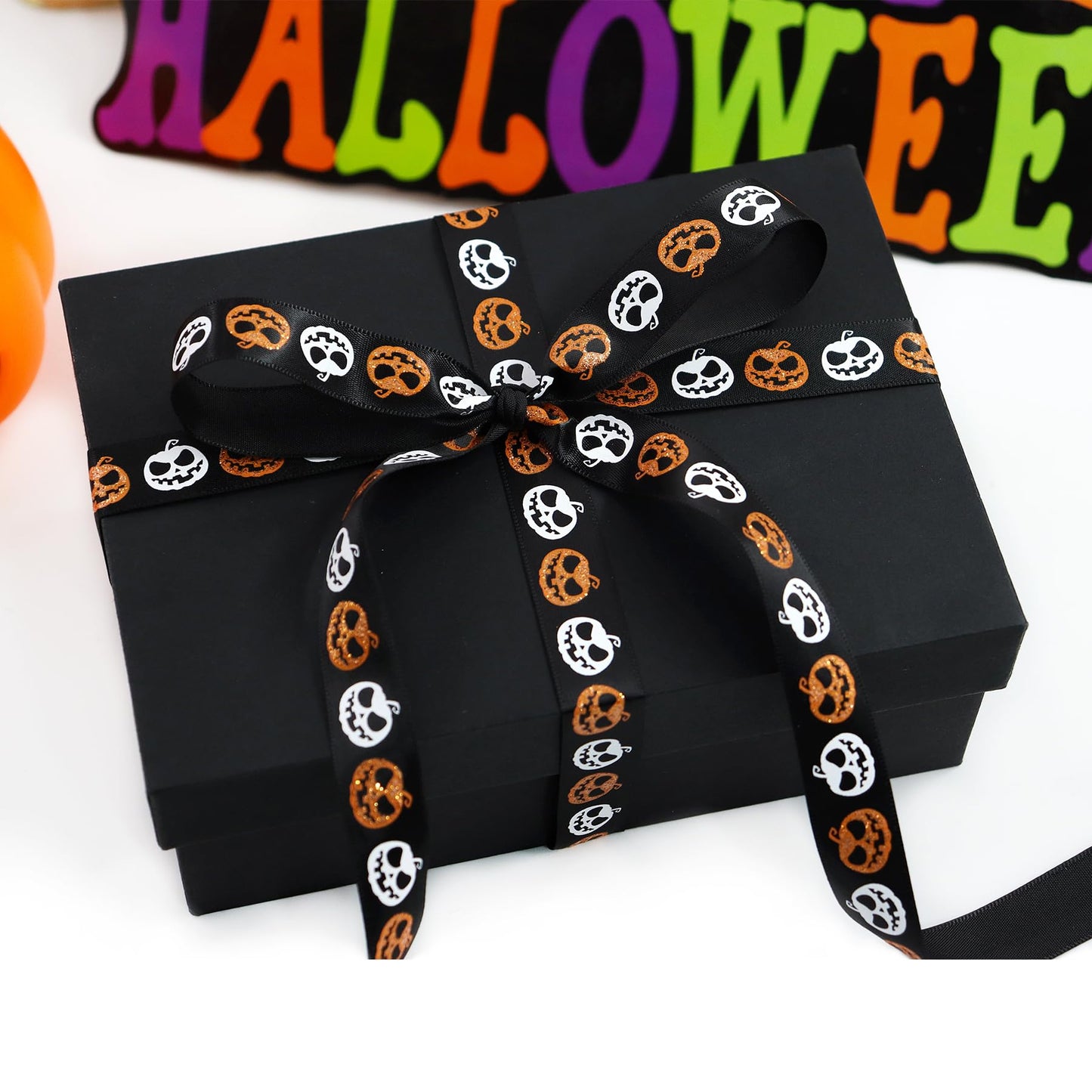 13 Rolls 65 Yards Halloween Ribbon Spider Skull Gnome Pumpkin Ribbons Halloween Printed Ribbon Gift Wrapping Home Wreath DIY Craft Party Decoration
