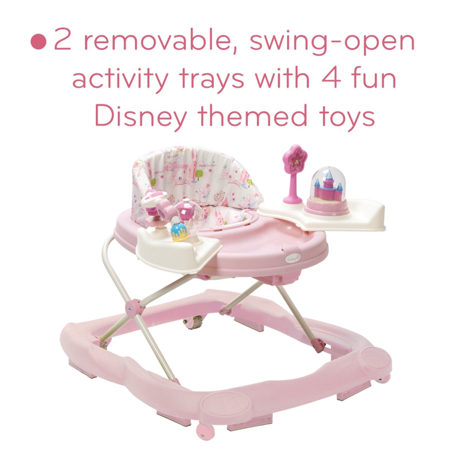 Disney Baby Princess Walker with Wheels, Pink Baby Walkers and Activity Center for Infants