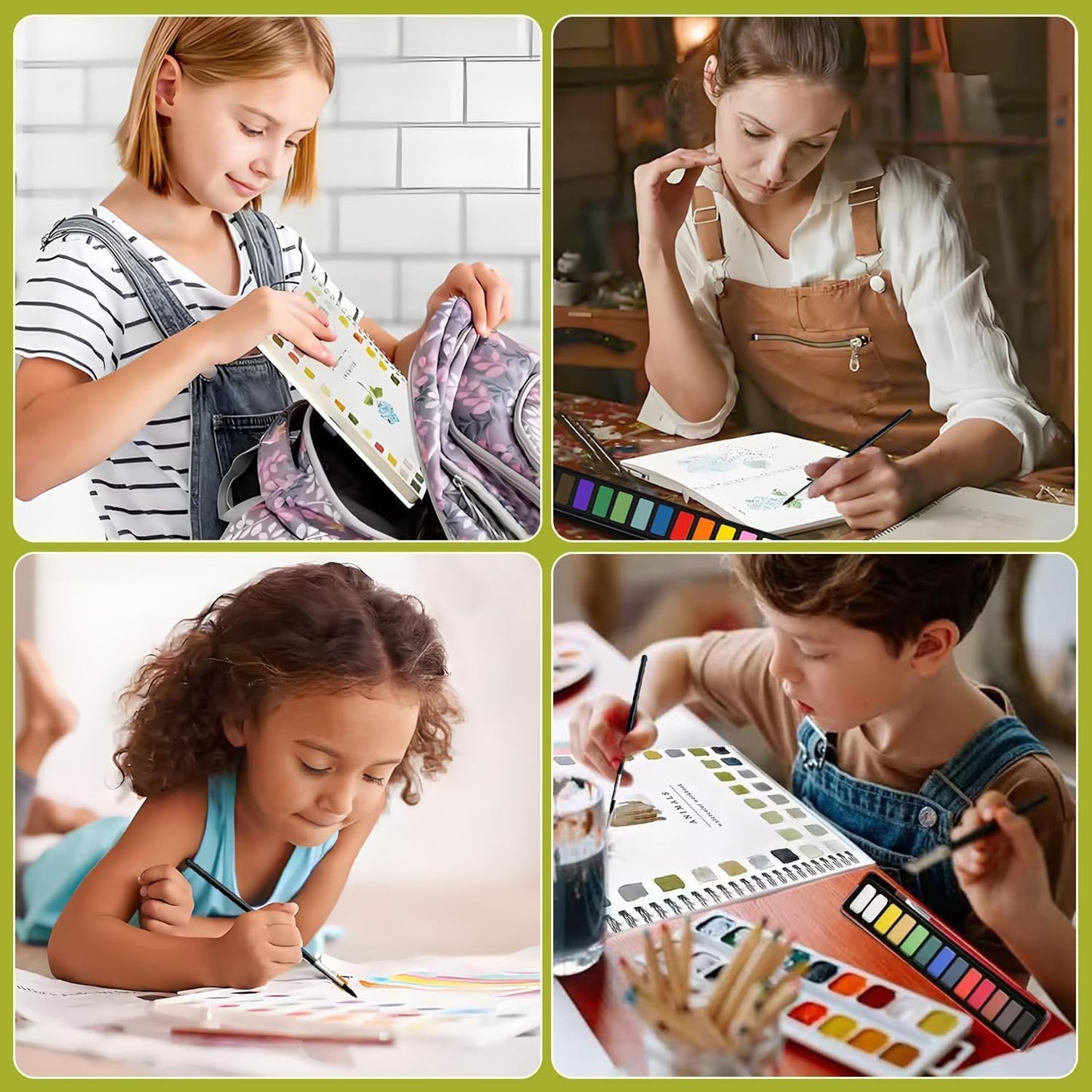 Puasyto Watercolor Workbook for Adults & Beginners: 12-Color Set with Brush (starfish-a1)