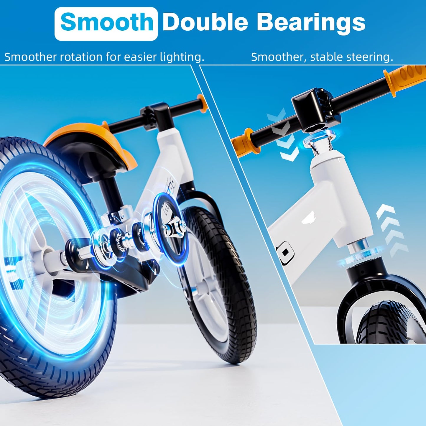 Ridego 12 Inch Balance Bike for Kids 2-4 Year Old,Lightweight Kids Bike with Adjustable Seat, Toddler Bike with Air Rubber Tires，Ride-on Toys Birthday Gift