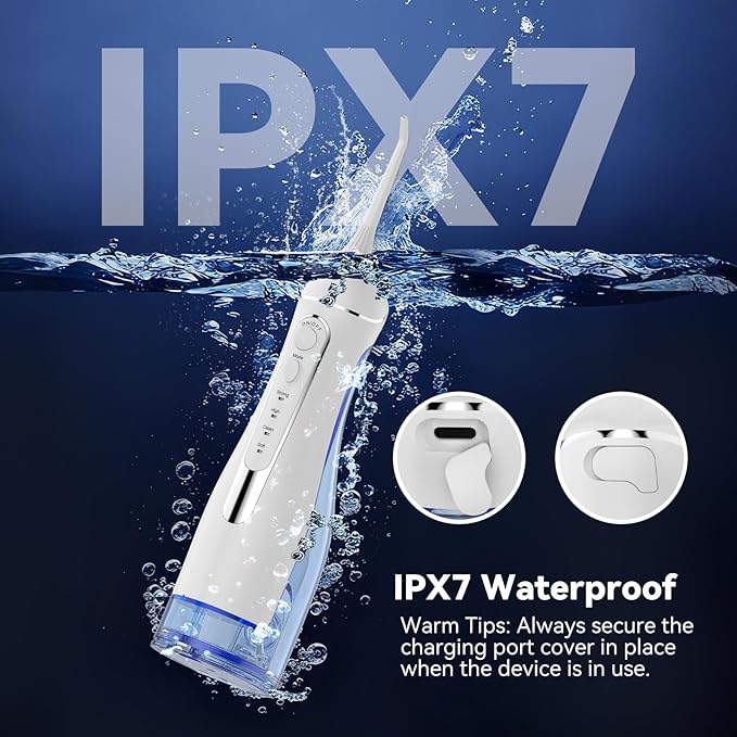 Water flossers for Teeth Pick, Portable Oral Irrigator Dental with 4 Modes 5 Jet Tips, IPX7 Rechargeable Water Tooth Flosser for Braces Sensitive Gum Care，Home Travel Use