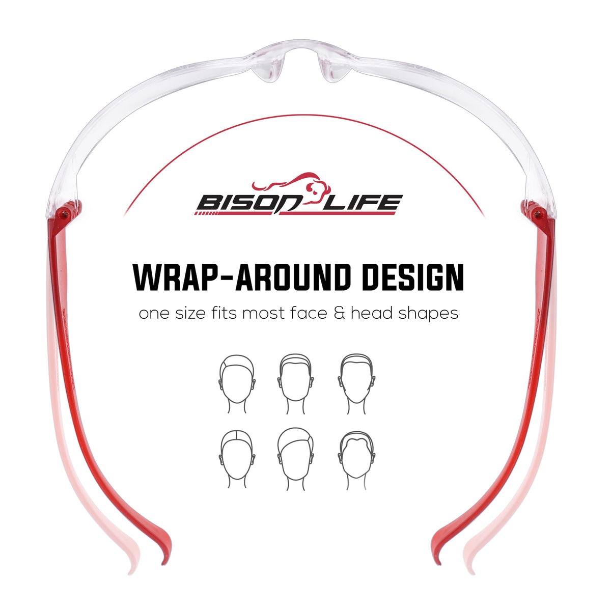Clear Lens Red Temple Safety Glasses Bulk 6 Pack (6 Count)