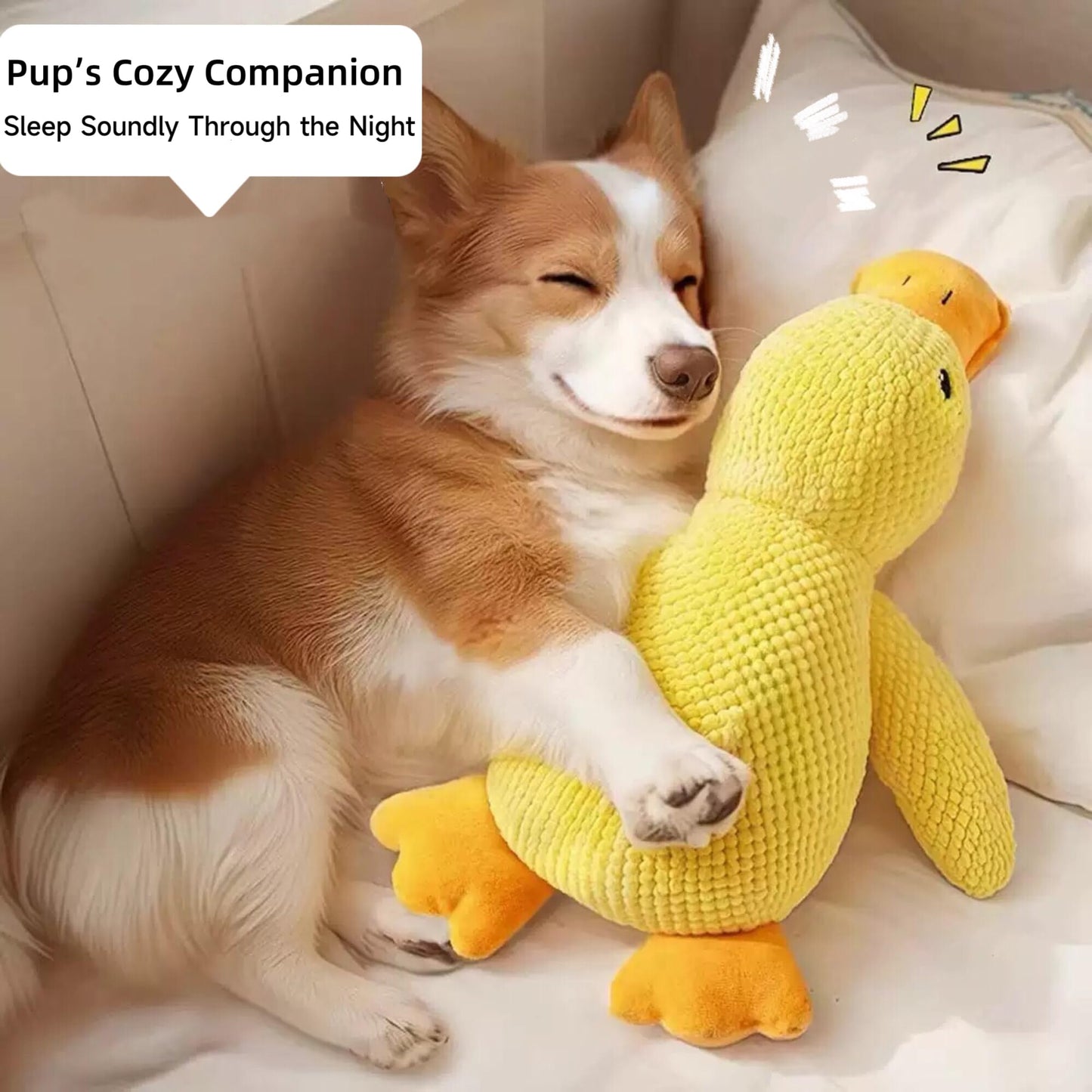 TRAVEYO Squeaky Plush Duck Dog Toys, Yellow Large 17.7-inch Chewable Stuffed Animal with Sound, Interactive Pet Toys（L）