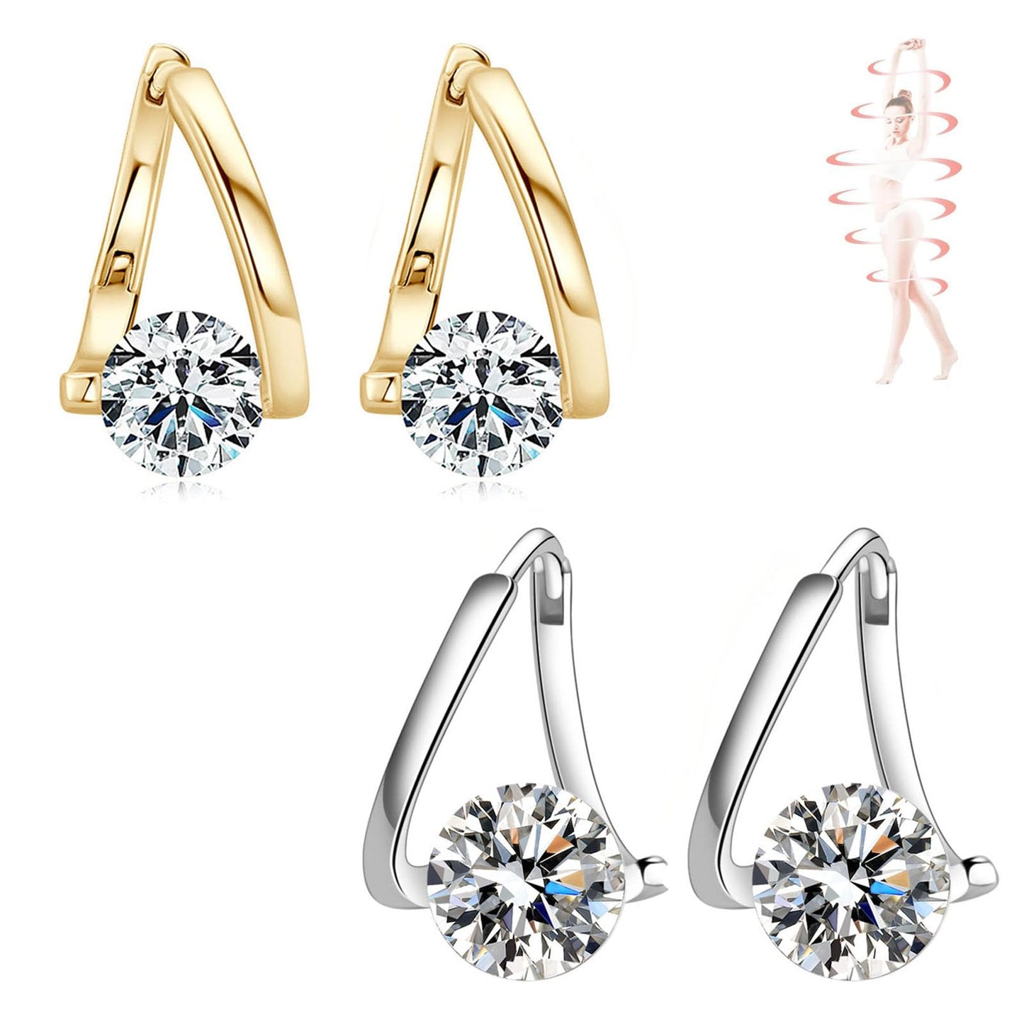 Honorable Joy Lymphatic Earrings for Women, Lovefinity™ Lymphatic Magnetotherapy Earrings Halolux Lymphvity Germanium Hoop Earring Jewelry(Gold&Silver)