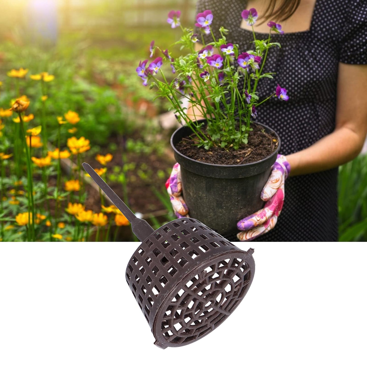 20PCS Plastic Fertilizer Mesh Baskets, Net Cups for Plants with Lids – Planting Containers for Bonsai, Hydroponics, and Fertilization Use