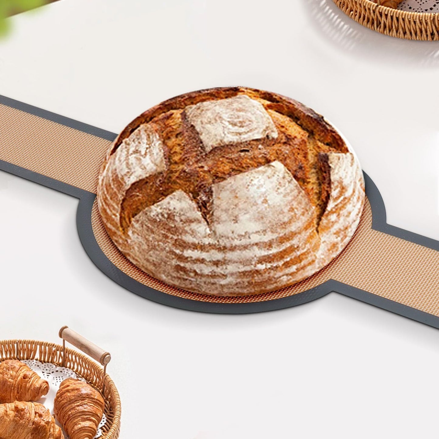 Jeasor 3 PCS Silicone Baking Mat Set, Silicone Bread Sling for Dutch Oven, Reusable Sourdough Bread Baking Supplies, Non-Stick and Easy Clean, with Long Handles