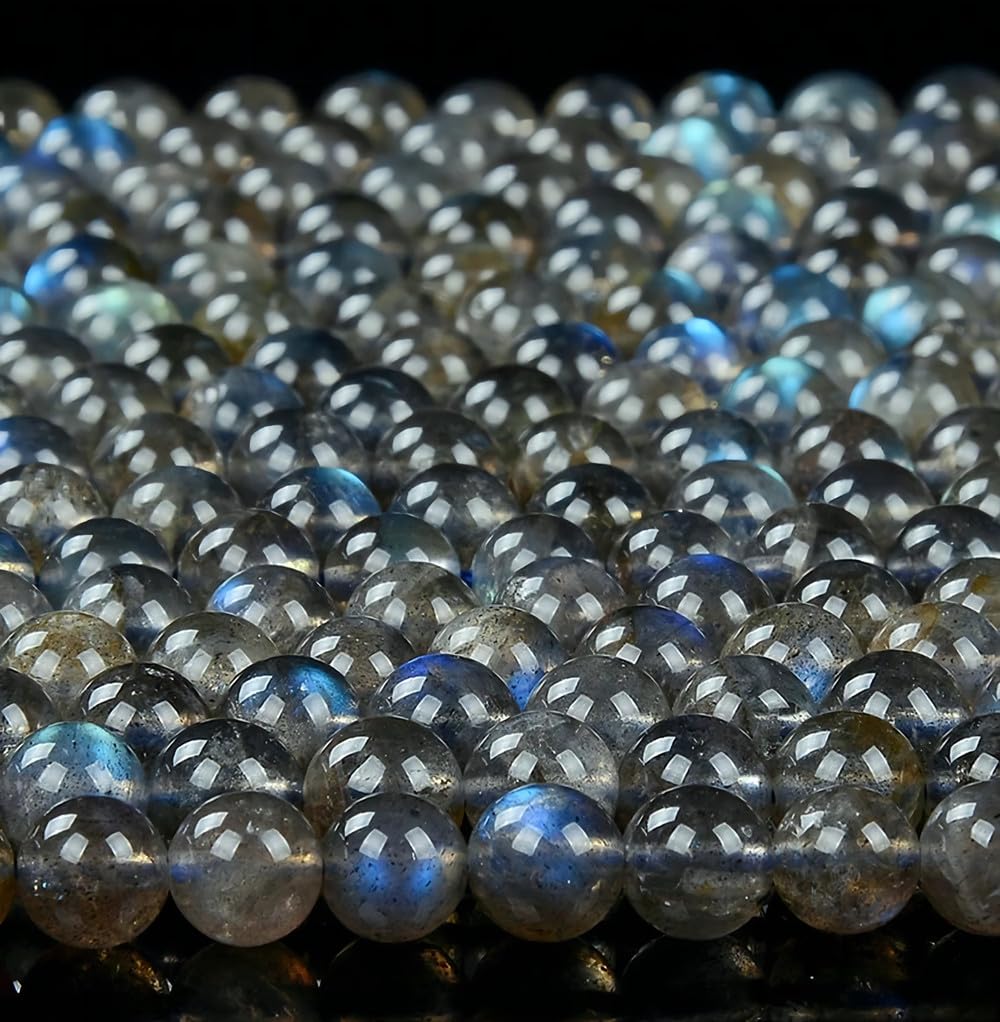 Zenkeeper 108 Pcs Labradorite Gemstone Beads for Jewelry Making 8 MM Labradorite Gemstones Loose Stone Beads