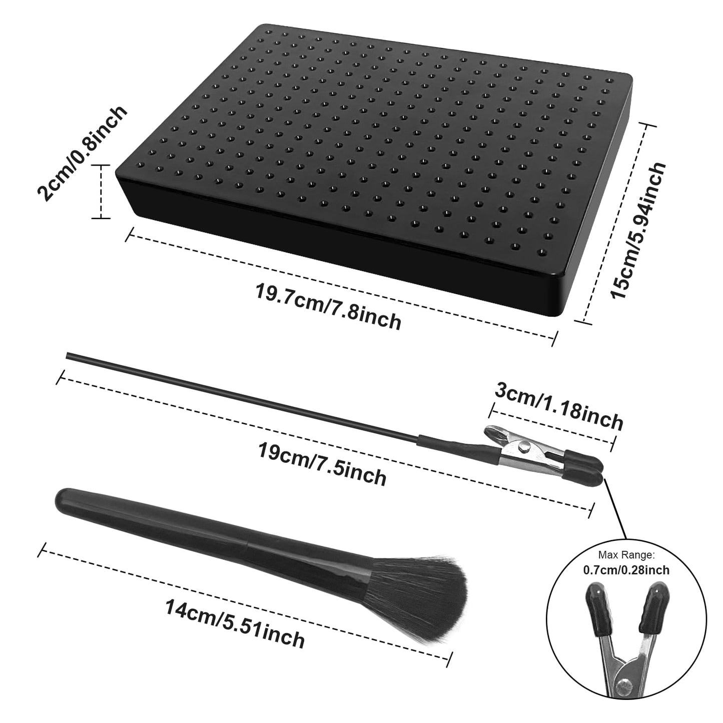 Larger Base 14 x 19 Holes Model Painting Stand Base Holder and 20Pcs Bendable Alligator Clip Sticks Set Modeling Tools for Airbrush Hobby Model Parts DIY