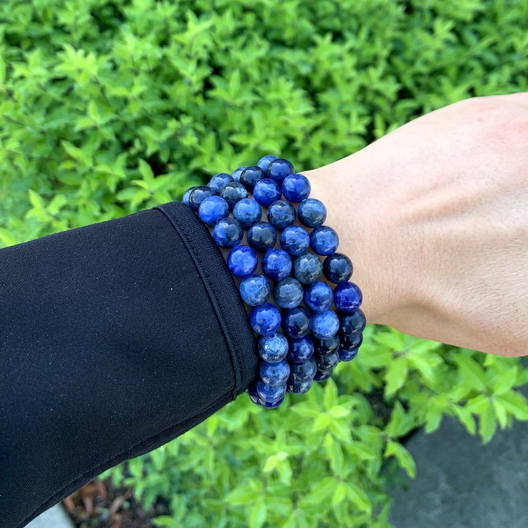 Adabele Real Natural Blue Sodalite Gemstone Beaded Bracelet 8 inch Stretch Chakra Healing Crystal Stone Jewelry Energy Quartz Rock GB8-C47