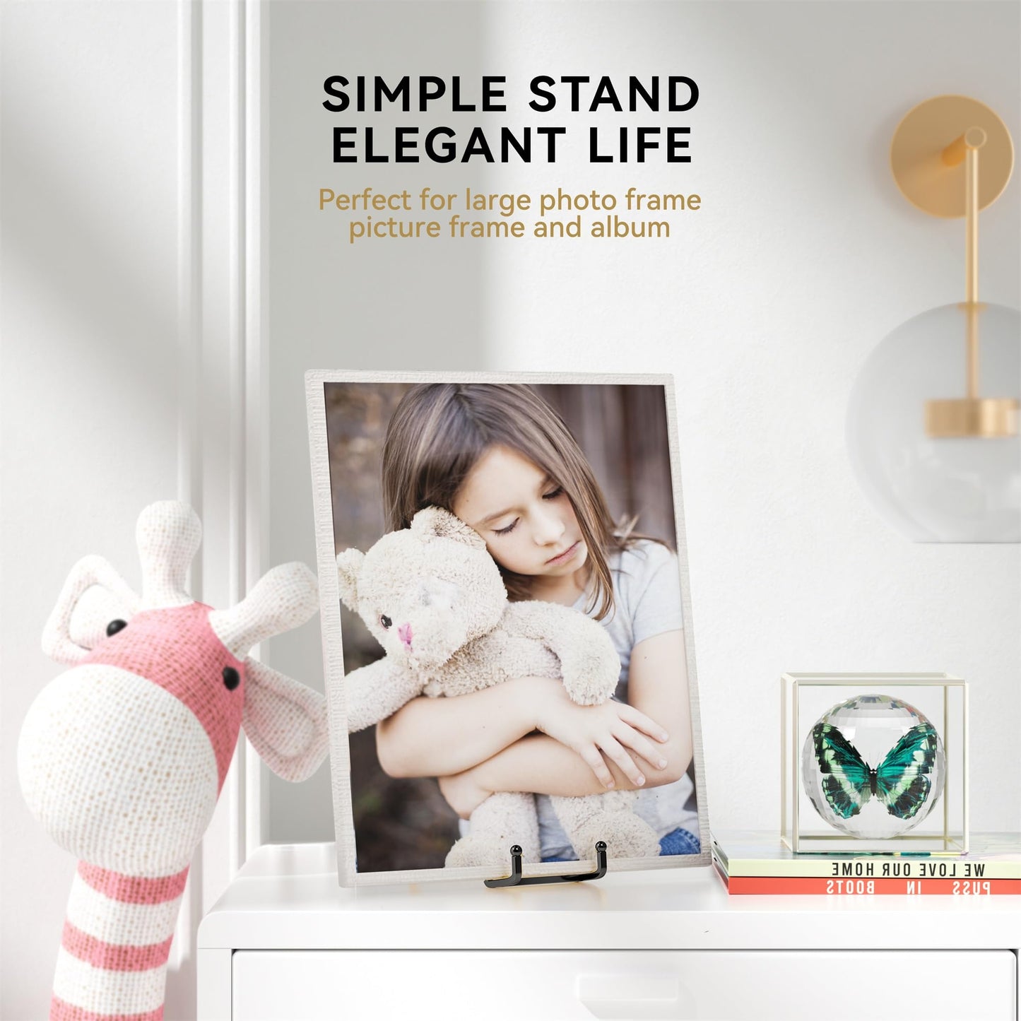 IPAME 14 Inch Heavy Duty Plate Stand (2 Pack) – Metal Display Easel for Large Plates, Platters, Picture Frames, Plaques, Signs and Posters