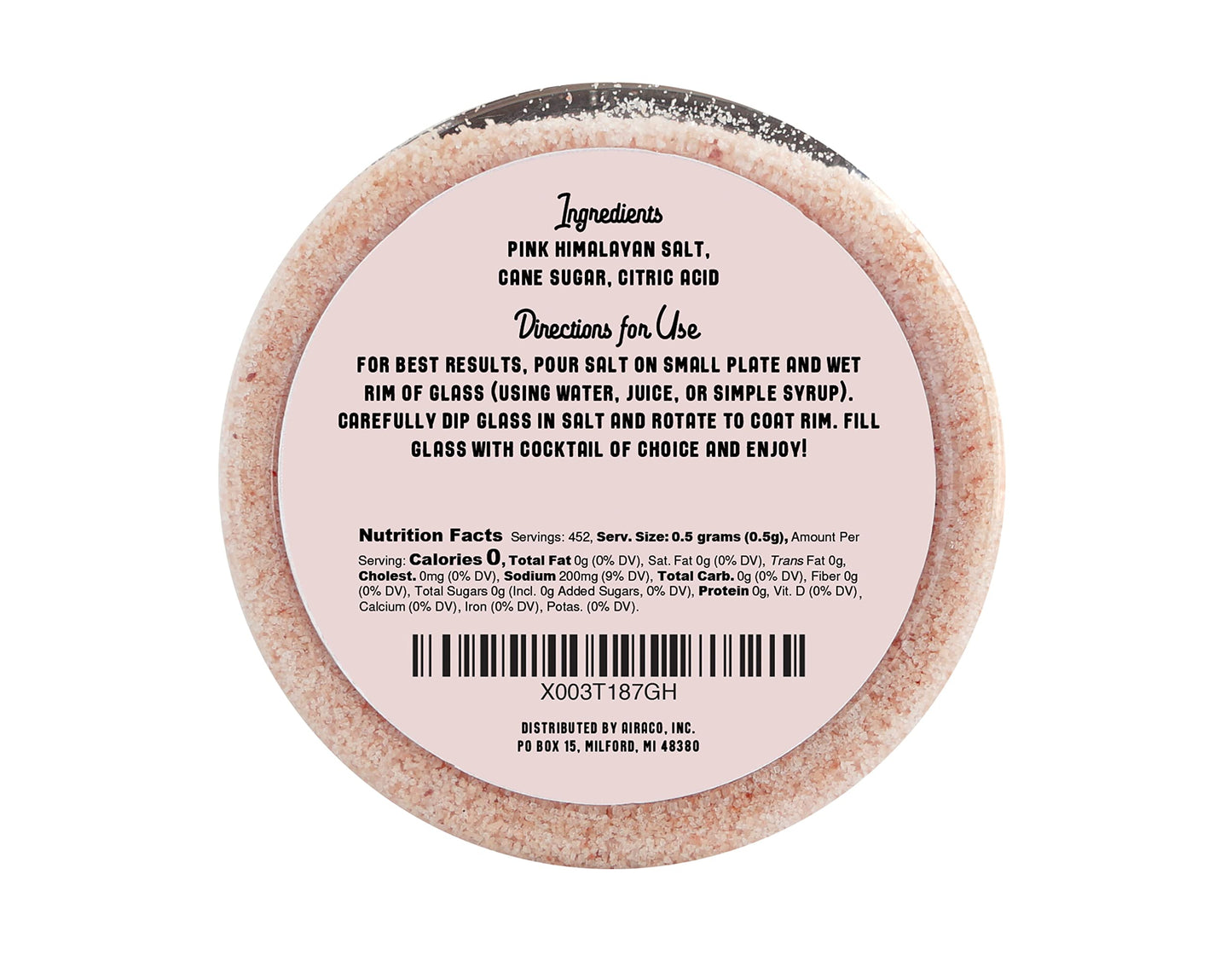 Barrel Roll Bar Essentials Cocktail Rimmers - Bartender Accessories, Finishing Salt Garnish for Drinks, Glass Rimming Salts - Natural Ingredients - Pink Himalayan Salt Rimmer - 8 oz, 452 Servings