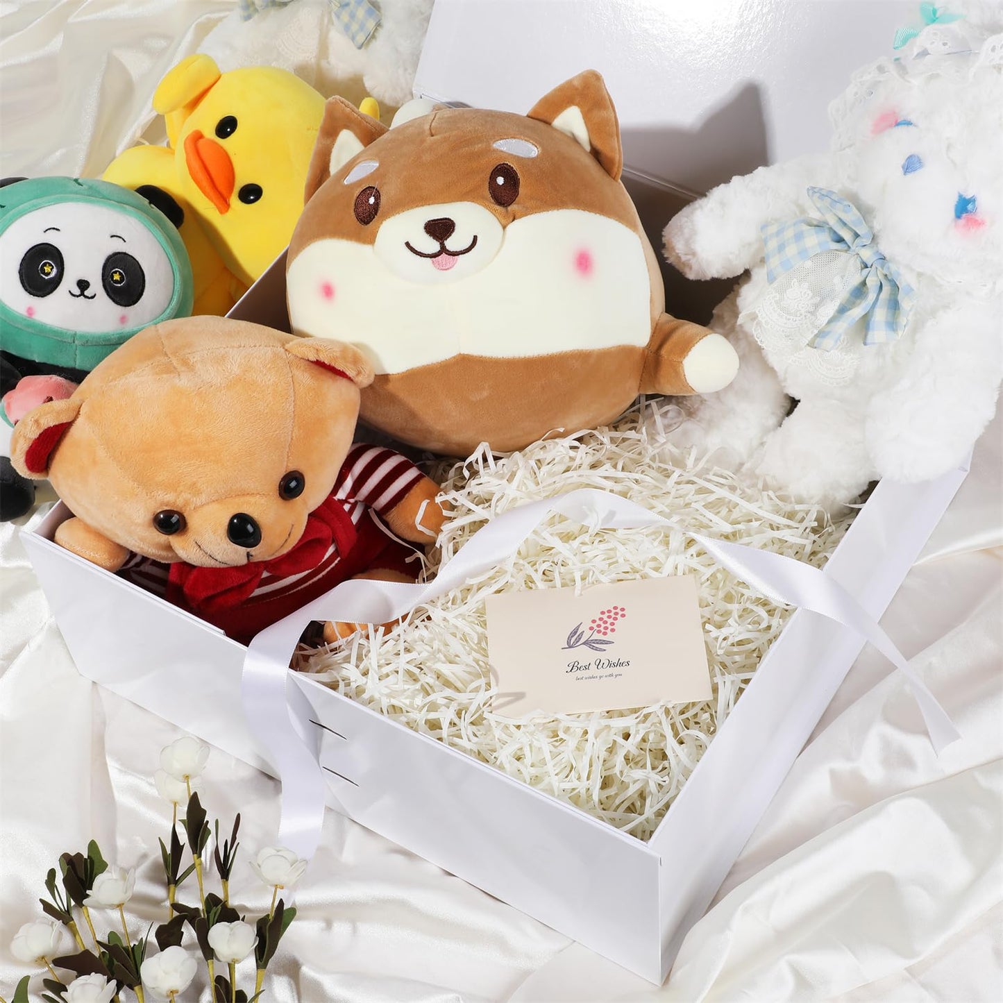 OEMVALATY White Gift Box,16x16x6 Inches Gift Boxes with Lids for Presents with Magnetic Closure and Ribbon for Wedding,Storage,Birthday