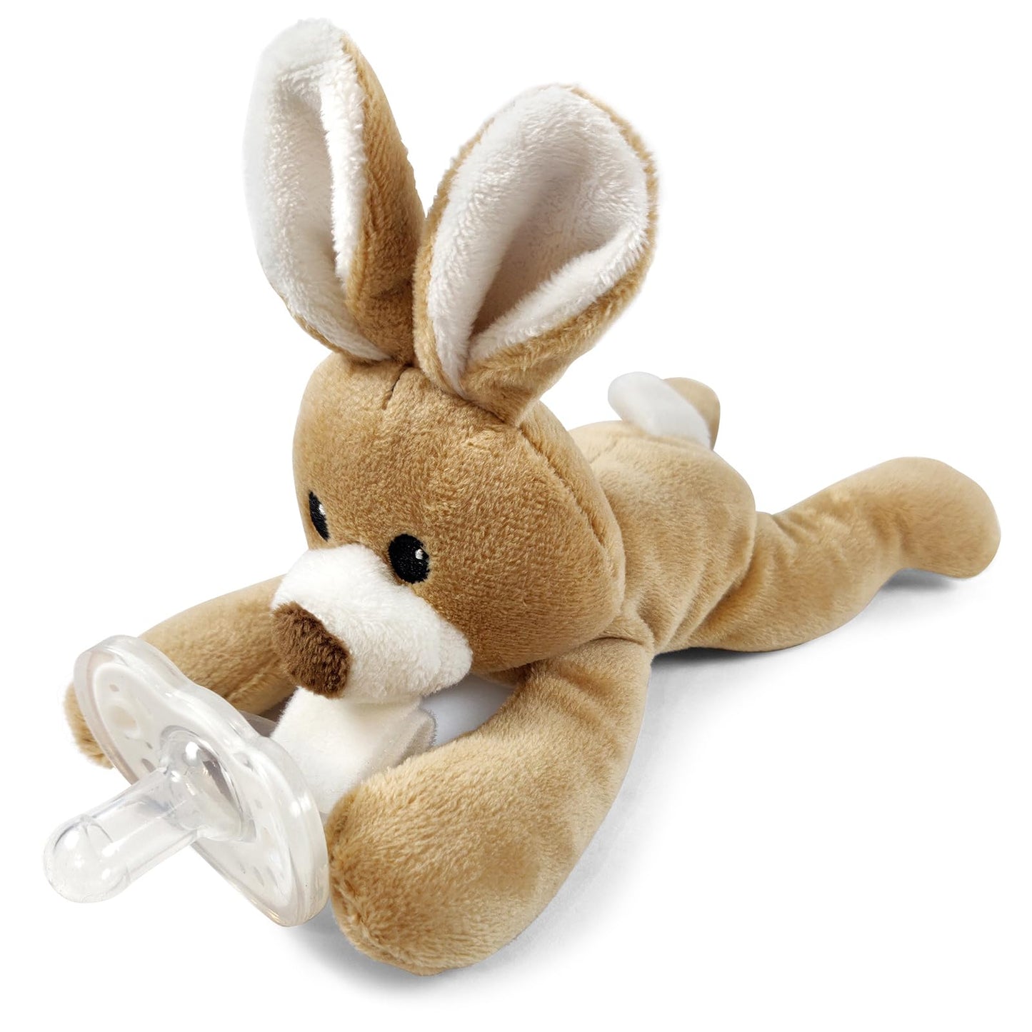 Detachable Rabbit Pacifier Holder - Soft Silicone Pacifier with Plush Animal - Removable, Machine Washable, BPA-Free for Babies 0-24 Months
