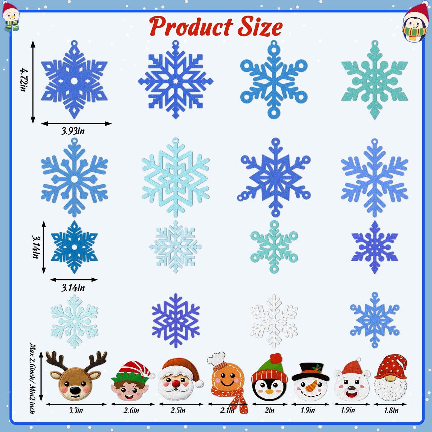 80UncleKimby 30pcs Christmas Winter Crafts for Kids - DIY Snowflake Felt Ornament Kit for Holiday Party, Classroom Arts and Craft Kits Bulk