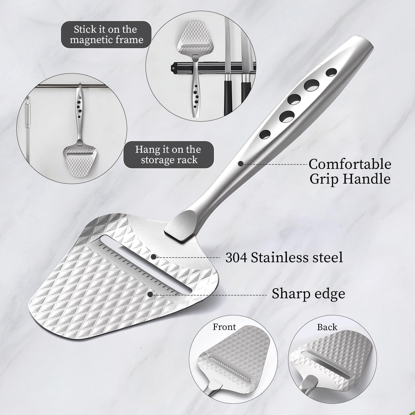 Premium Cheese Slicer – Effortless Slicing for All Cheese Types – Multi-Functional Cheese Cutter - Stainless Steel Cheese Plane – Quilted Pattern Reduces Resistance, Non-Stick, Ergonomic Handheld Grip