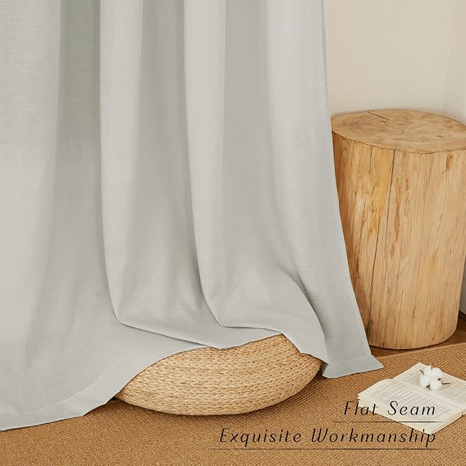 NICETOWN Linen 78 inch Curtains for Kitchen Window, Grommet Thick Flax Linen Gray Small Window Treatments Privacy Assured with Light Filtering for Cafe/Kids Room, W68 x L78, 2 Panels