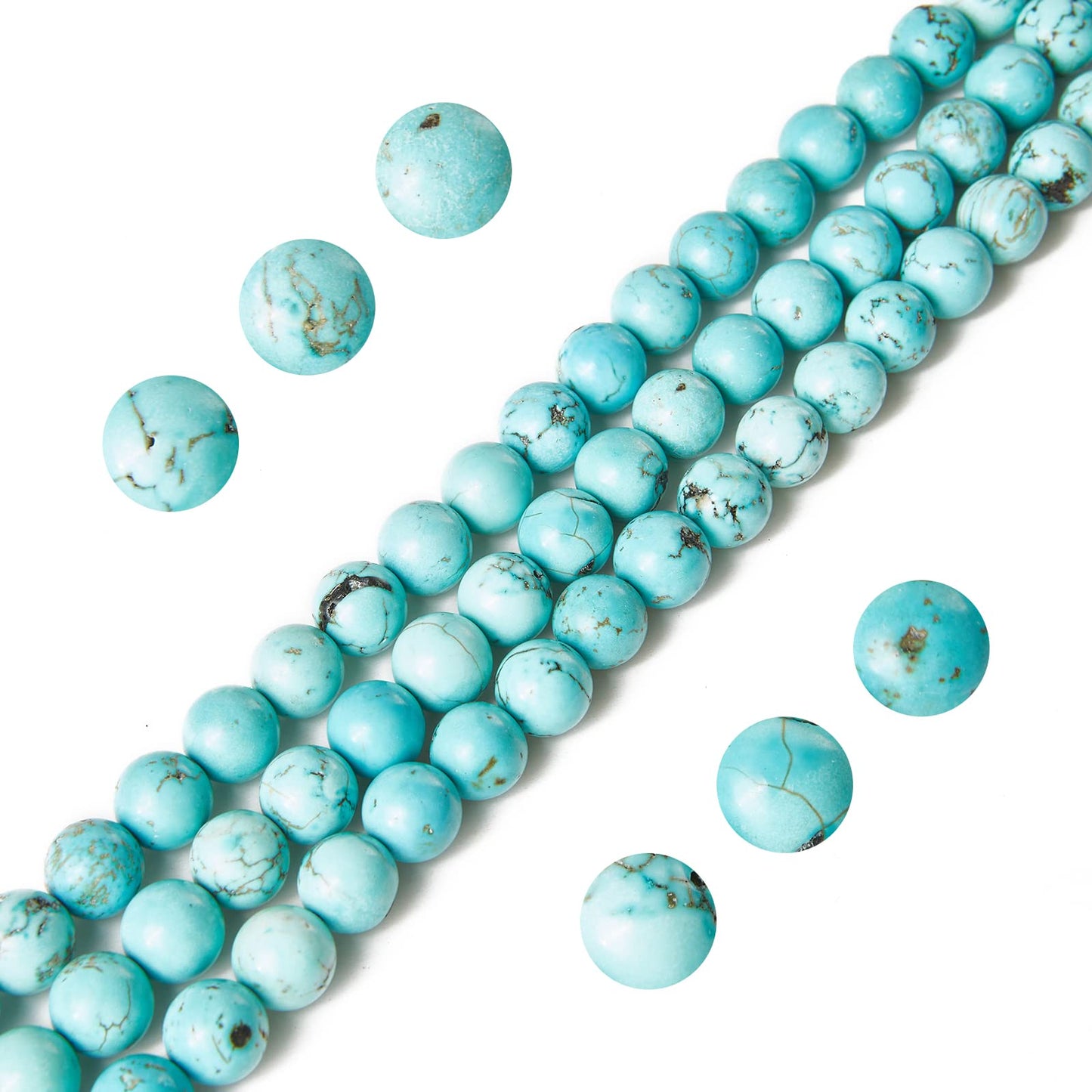 100pcs 8mm Turquoise Beads Natural Gemstone Beads Round Loose Beads for Jewelry Making