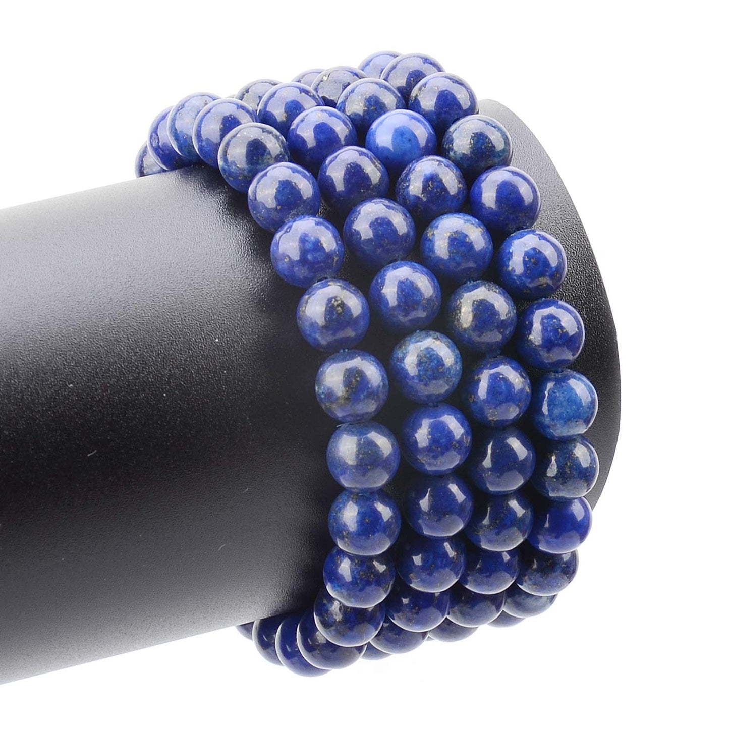 LPBeads 100PCS 8mm Blue Lapis Gemstone Round Loose Beads for Jewelry Making with Crystal Stretch Cord
