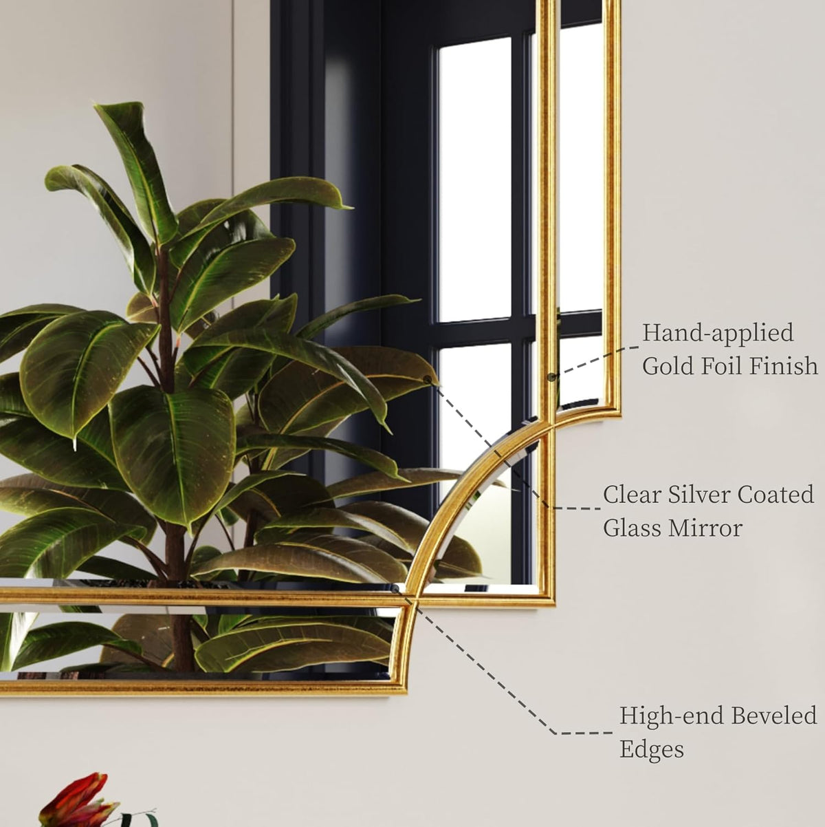 Kelly Miller 28"x50" Large Gold Mirror for Wall, Modern Elegant Decorative Mirror Rectangular Vanity Mirror Beveled for Bathroom Living Room Bedroom Farmhouse Fireplace Entryway Hallway