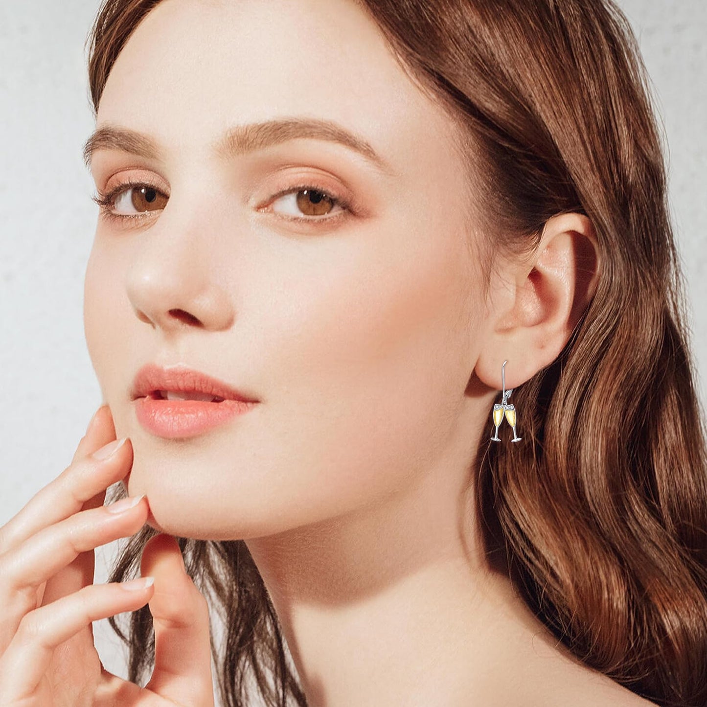 PELOVNY Champagne Earrings for Eomen S925 Sterling Silver Wine Drop Dangle Earrings Wine Jewelry Gift for Women