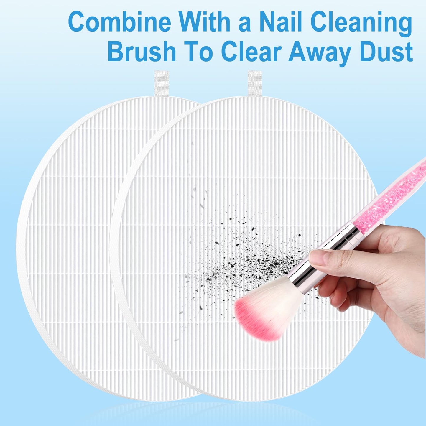 4-Pack Nail Dust Collector Replacement Filters with 100 Sheets Pink Filter Paper with Cleaning Brush- Home & Salon Use