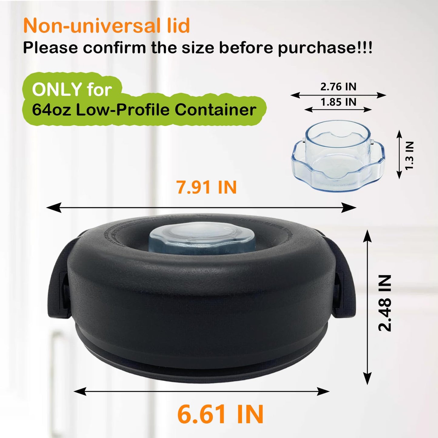 Blender Lid Replacement, 64 oz Low-Profile Container Lid Replace for Pro 750 Series Blender Cover, Rubber Blender Lid for 64oz Container Pitcher Jar Cup Top