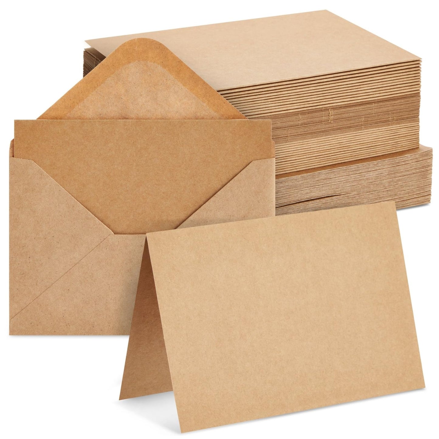 Sustainable Greetings Wedding Card Set - 48 Count, 4 x 6 In Brown Kraft Cardstock - Blank Greeting Notes & Envelopes for DIY Invitations & Birthday Wishes