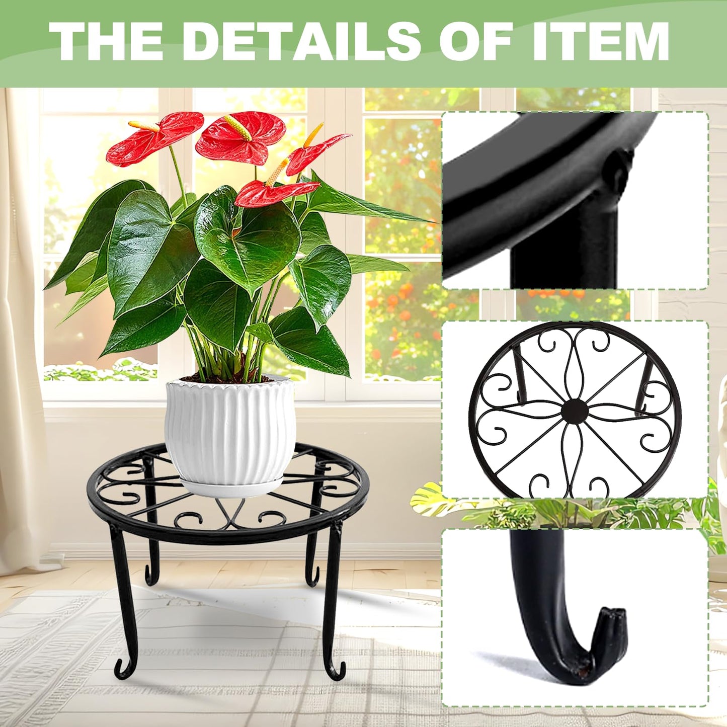 YUYIUS 2 Pack Plant Stands, Heavy Duty Metal Flower Pot Stands for Multiple Plant, Decoration Racks for Home, Patio, Garden