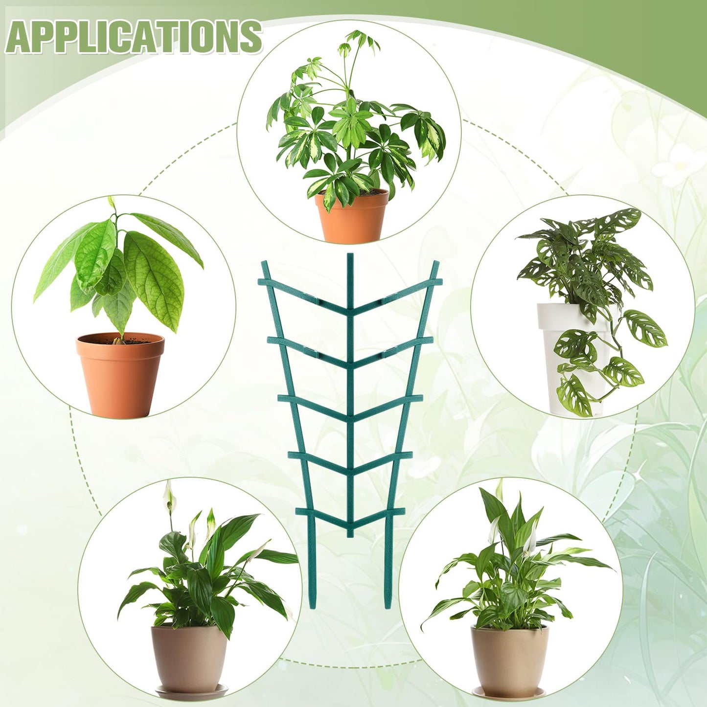 Sunnychicc 50 Pack Plant Trellis for Pots Garden Trellis for Potted Plants Flower Pots Support Stackable Plastic Mini Trellis for Climbing Plants Peas(Straight Line)