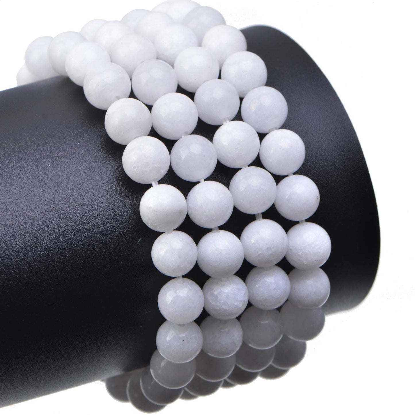 LPBeads 100PCS 8mm Natural White Alabaster Gemstone Round Loose Beads for Jewelry Making with Crystal Stretch Cord