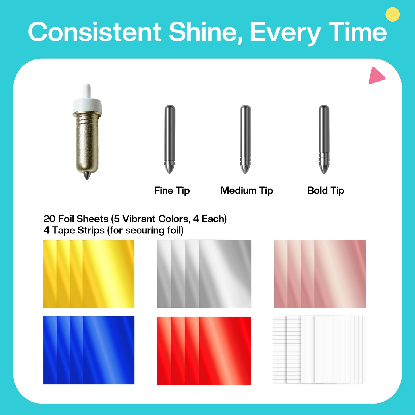 Likcut Foil Transfer Kit Compatible with Likcut S501 & S41 Vinyl Cutter, 3 Interchangeable Tips with Foil Transfer Sheets for Crafting DIY Card Scrapbooking Supplies