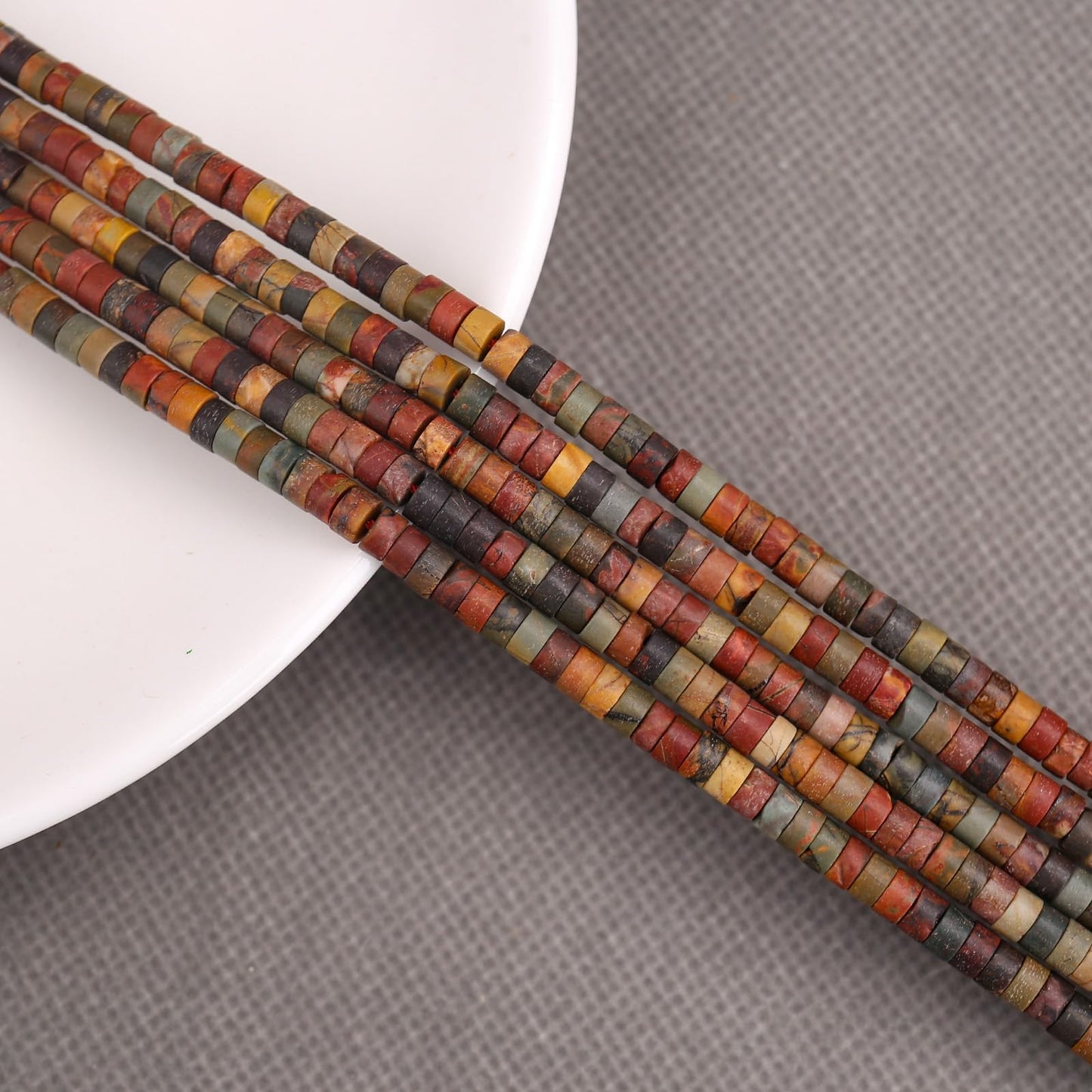 BONNY BOXX 150PCs Natural Picasso Red Turquoise Spacer Beads, Loose Semi Precious Flat Round Gemstone Heishi Disc Stone Beads for Beading Jewelry Making 4mm*2mm