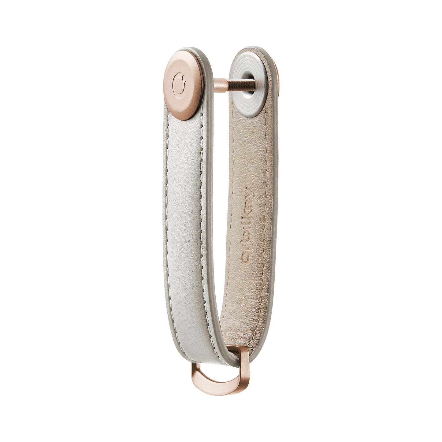 Orbitkey Leather Key Organizer | Durable, Stainless Steel Locking Mechanism, Slim & Quiet Profile | Holds up to 7 Keys, Stone with Grey Stitching