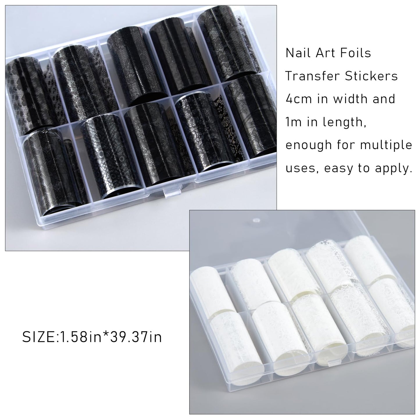 SILPECWEE 20 Rolls Lace Nail Foil Transfer Sheets - Nail Art Foil for Acrylic Nails Lace Nail Wraps Stickers for Nails Decorations, DIY Crafts, Resin Jewelry