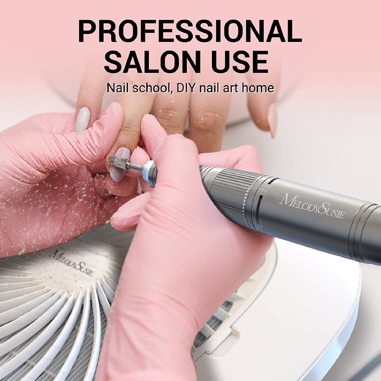 MelodySusie Professional Classic Nail Dust Collector with Powerful Suction, SPro 4000RPM Nail Vacuum Fan with 2 Suction Modes & Reusable Filter Essential Tool for Nai Tech &Salon Use,White