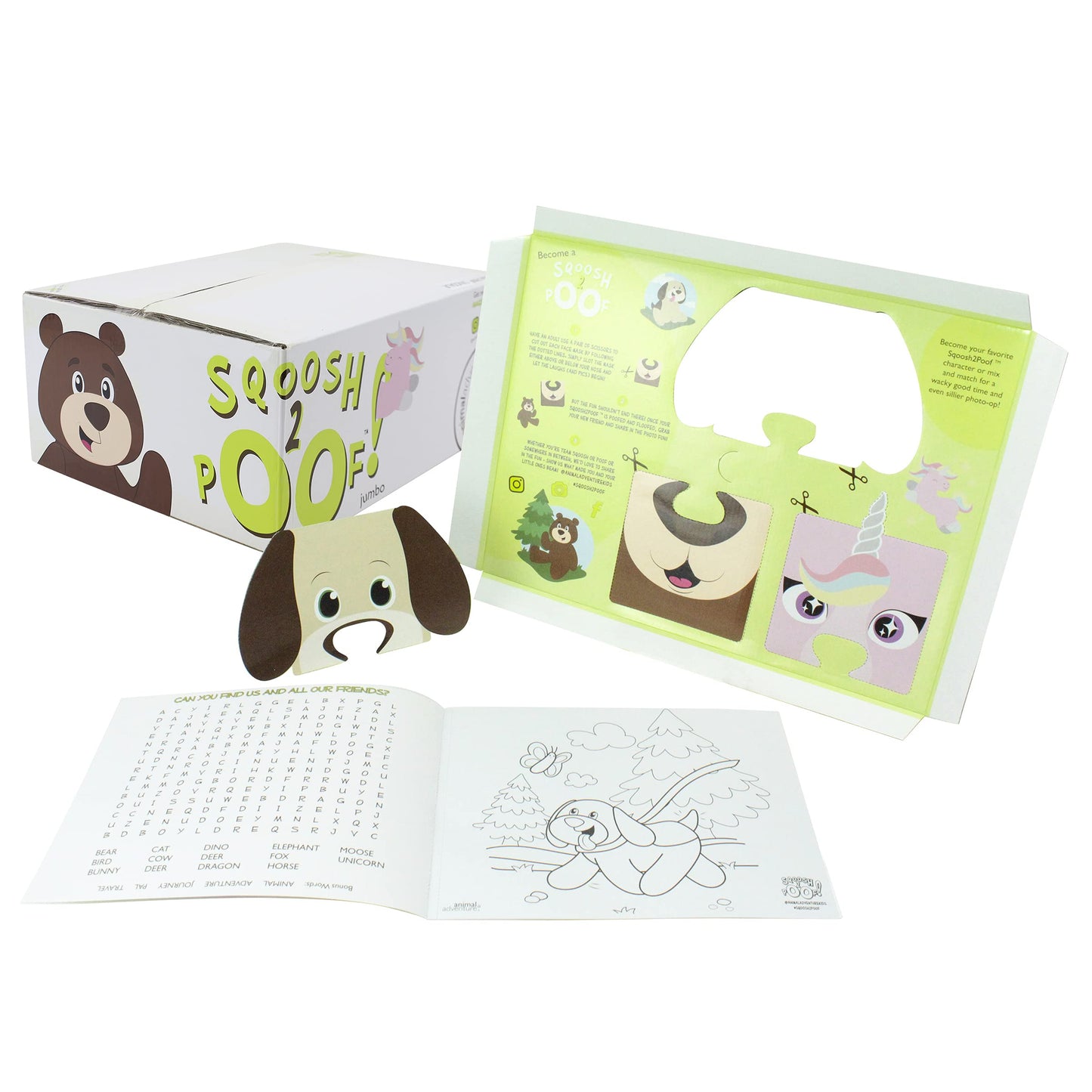 Animal Adventure®| Sqoosh2Poof™| Jumbo Plush Character Compressed Inside Small Box | 44" Dog