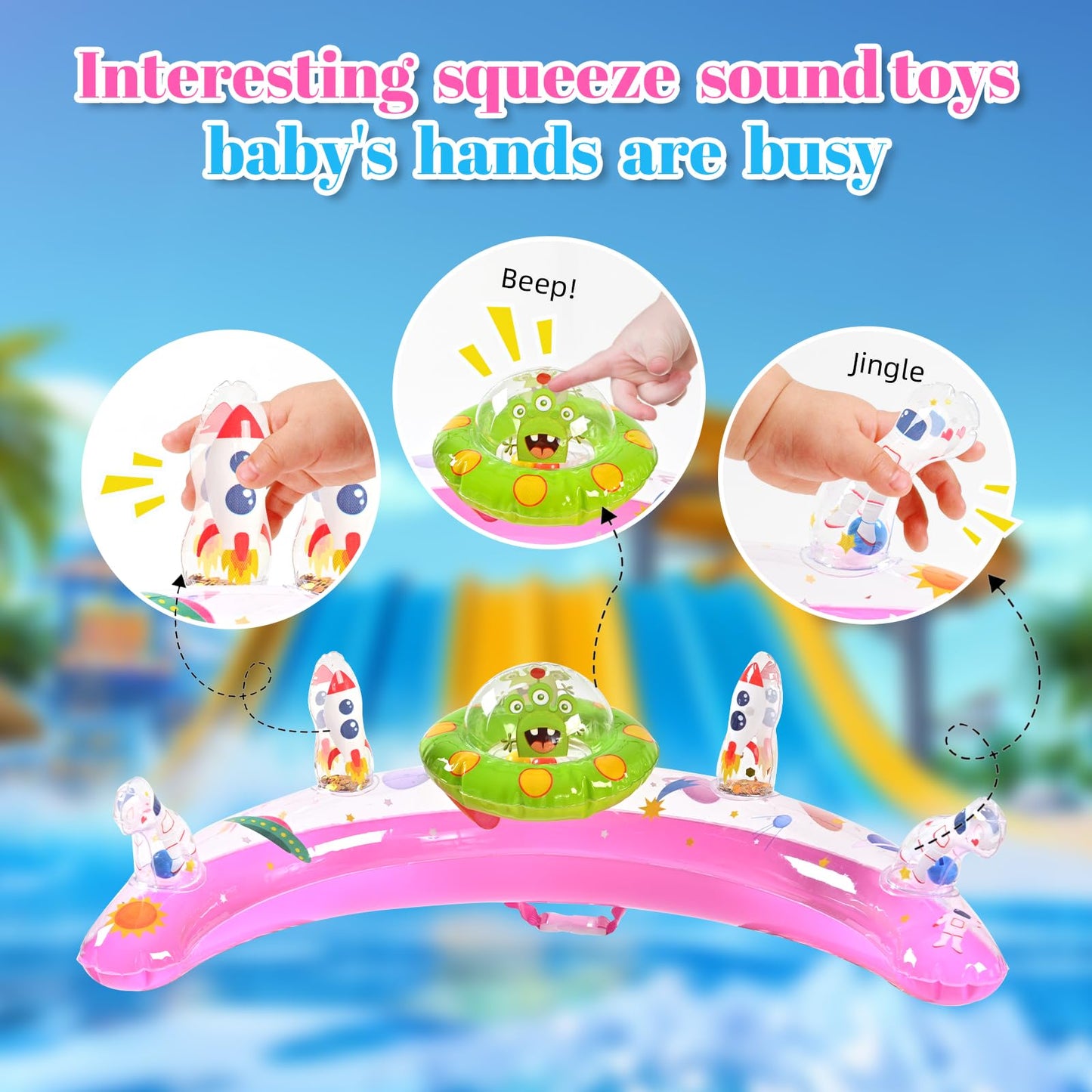 Baby Pool Float for 6-36 Months | Extra Wide Infant Pool Float with UPF50+ Canopy & Toy Play Console | Baby Floatie with Adjustable Safety Seat, Detachable Sunshade, Secure Handle & Safety Leash