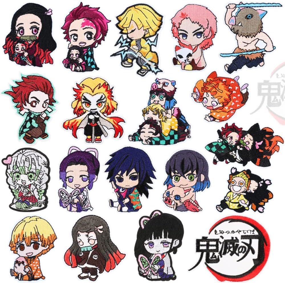 Iron on Patches for Clothing,19 Pieces Iron on Patches Anime Patches Embroidered Iron on Sew on Decorative Applique Patch Patches for DIY Jeans, Jackets, Shirts, Bag, Caps